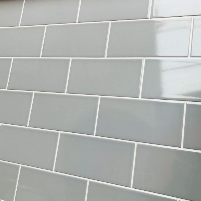 Osmium Grey Gloss Indoor Metro Brick 10X20cm Bathroom Wall CeramicTile