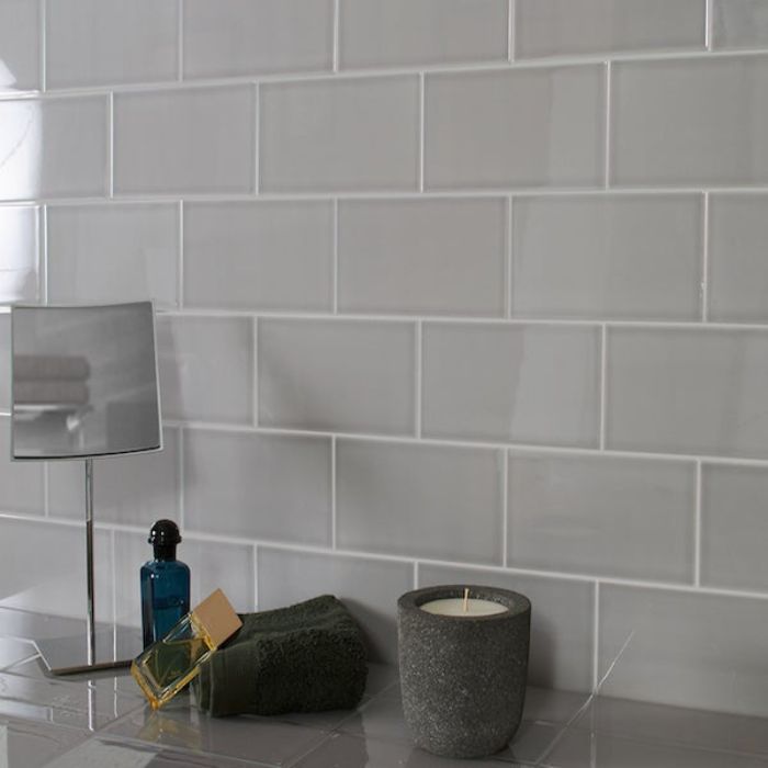 Osmium Grey Gloss Indoor Metro Brick 10X20cm Interior Bathroom Kitchen Wall Ceramic Tile